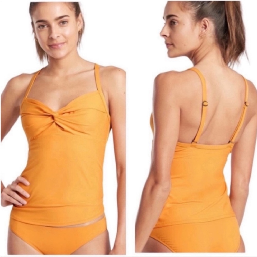 New Athleta swim tank Twist Up Tankini knot Abyssinian Yellow 34b 34c small